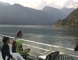 Julian and Kieron enjoying our cruise along Geirangerfjord